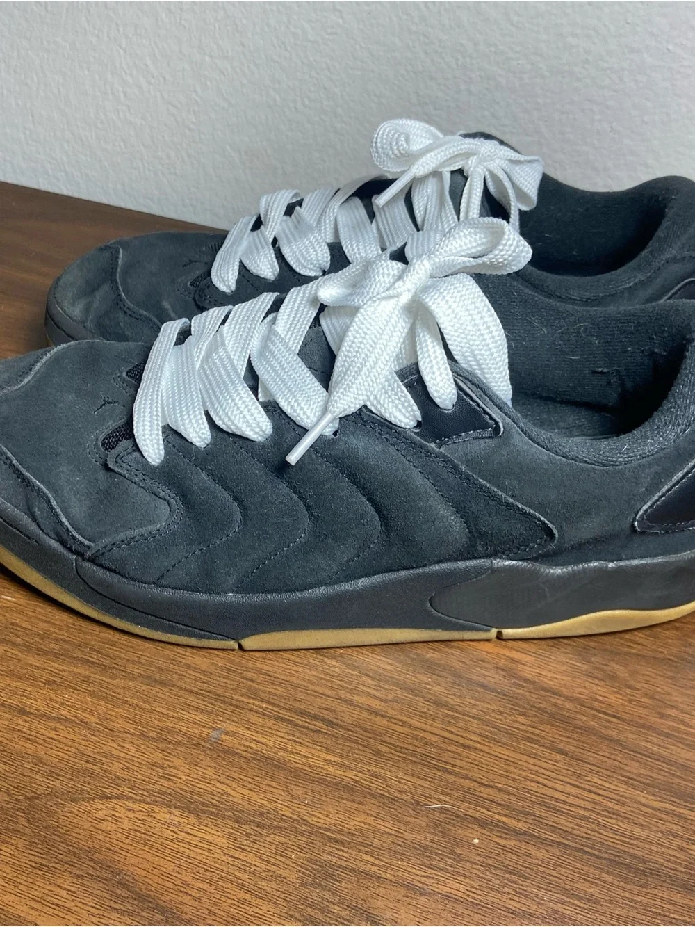 Jordan Black Suede Sneakers with White Laces